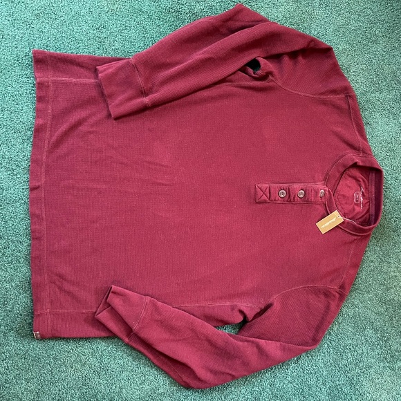 Eddie Bauer Thermal Henley Maroon - Picture 9 of 12